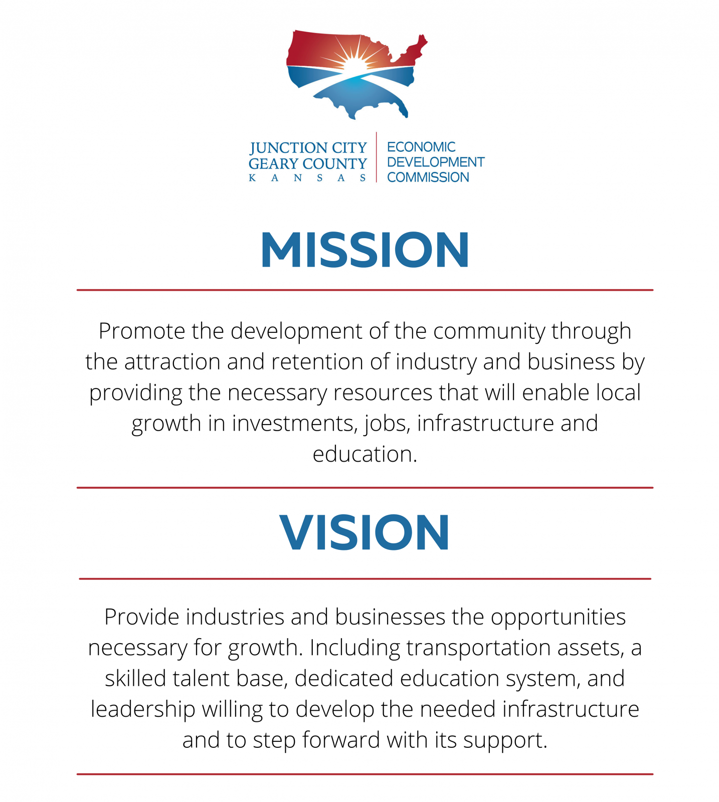 Junction CityGeary County EDC Mission and Vision